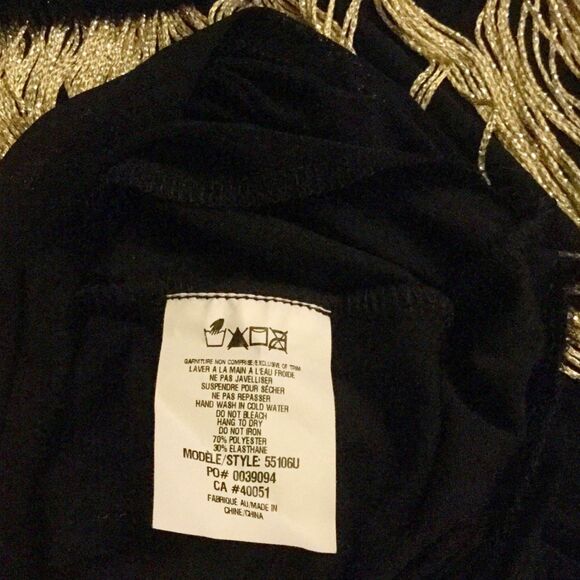 Frank Lyman Black & Gold Ombré Fringe Mini Cocktail Dress - Size S - Picture 6 of 8